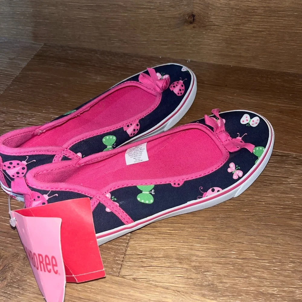 Gymboree NWT Ladybug navy pink Sneakers tennis shoe flat 2 - Picture 4 of 4